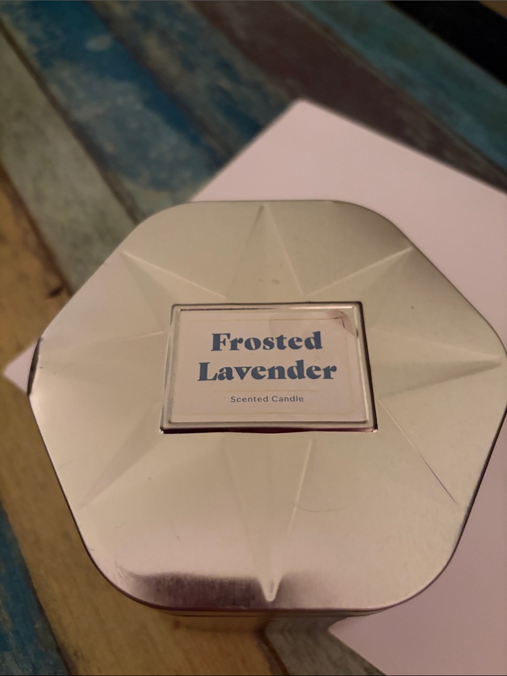 NEW Threshold 3 Wick Lidded Silver Metal Tin Candle Frosted Lavender, 18 oz